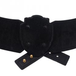 Pre Owned حزام سان لوران باريس شيلد سويدي أسود 85 سم