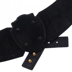 Pre Owned حزام سان لوران باريس شيلد سويدي أسود 85 سم
