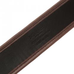 مملوكة مسبقًا حزام سان لوران باريس قابل للضبط رافيه وجلد بني 85 سم