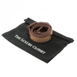 مملوكة مسبقًا حزام سان لوران باريس قابل للضبط رافيه وجلد بني 85 سم