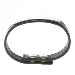 مملوكة مسبقًا سوار سان لوران باريس بادج شهير جلد أسود 16 سم