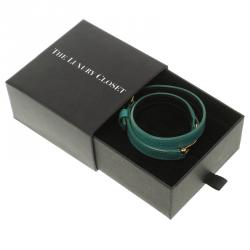 مملوكة مسبقًا سوار سان لوران باريس مستدير ملتف شيك جلد تركواز 16 سم