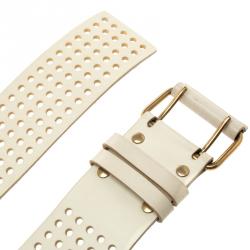 Pre Owned Saint Laurent Paris Ivory Perforated Leather Wait Belt 95 CM