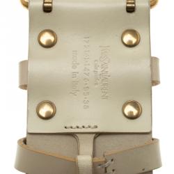 Pre Owned Saint Laurent Paris Ivory Perforated Leather Wait Belt 95 CM