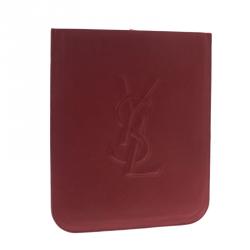 Pre Owned Saint Laurent Paris Red Leather Belle Du Jour iPad Sleeve