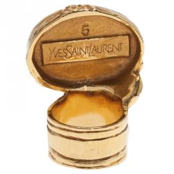 Pre Owned Saint Laurent Paris Arty Turquoise Gold Tone Ring Size 49