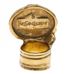 مملوكة مسبقًا Saint Laurent Paris Gold Arty Ring Turquoise Stone Size 49