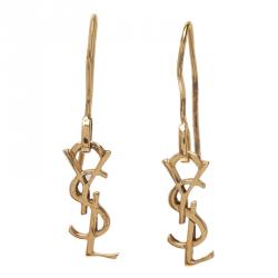 Pre Owned أقراط سان لوران باريس مونوغرام جولد فيرميل