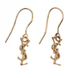 Pre Owned أقراط سان لوران باريس مونوغرام جولد فيرميل