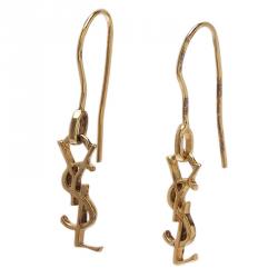 Pre Owned أقراط سان لوران باريس مونوغرام جولد فيرميل