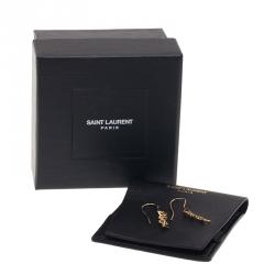 Pre Owned أقراط سان لوران باريس مونوغرام جولد فيرميل