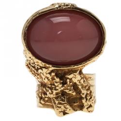 مملوكة مسبقًا Saint Laurent Paris Arty Pink Gold Tone Ring Size 54.5