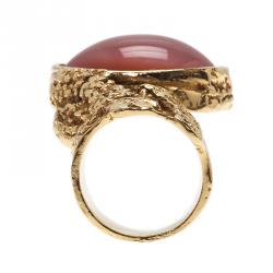 مملوكة مسبقًا Saint Laurent Paris Arty Pink Gold Tone Ring Size 54.5
