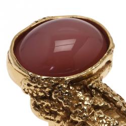 مملوكة مسبقًا Saint Laurent Paris Arty Pink Gold Tone Ring Size 54.5