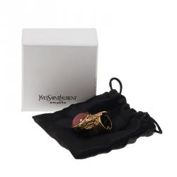 مملوكة مسبقًا Saint Laurent Paris Arty Pink Gold Tone Ring Size 54.5