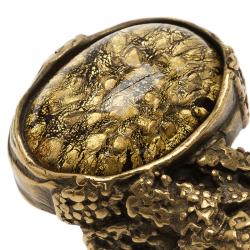 Pre Owned Saint Laurent Paris Arty Gold Gold Tone Ring Size 54.5