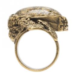 Pre Owned Saint Laurent Paris Arty Gold Gold Tone Ring Size 54.5