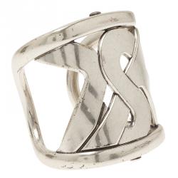 Pre Owned Saint Laurent Paris Silver Tone Cuff Bracelet