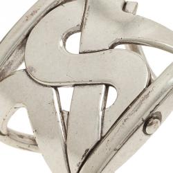 Pre Owned Saint Laurent Paris Silver Tone Cuff Bracelet