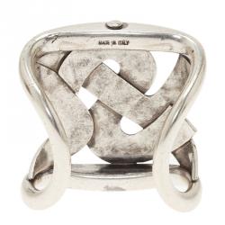 Pre Owned Saint Laurent Paris Silver Tone Cuff Bracelet
