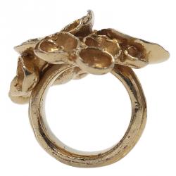 Pre Owned خاتم سان لوران باريس أرتي وردة ذهبي اللون مقاس49