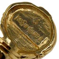 Pre Owned خاتم سان لوران باريس آرتي كابوشون أزرق ذهبي اللون مقاس 50.5