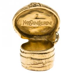 مملوكة مسبقًا Saint Laurent Paris Arty Turquoise color Gold Tone Ring Size 54.5