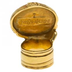 Pre Owned Saint Laurent Paris Arty Blue Lapis Color Gold Tone Ring