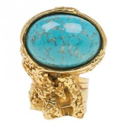 Pre Owned Saint Laurent Paris Arty Turquoise Ring Size 54.5