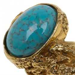 Pre Owned Saint Laurent Paris Arty Turquoise Ring Size 54.5