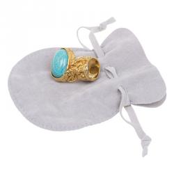Pre Owned Saint Laurent Paris Arty Turquoise Ring Size 54.5