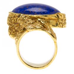 Pre Owned خاتم سان لوران باريس أرتي حجر لازورد أزرق ذهبي اللون مقا س 49