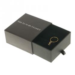 مملوكة مسبقًا Saint Laurent Paris Signature Monogram Gold Plated Silver Charm Ring Size 56