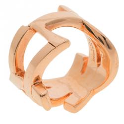 Pre Owned Saint Laurent Paris Cassandre Rose Gold Tone Ring Size 49
