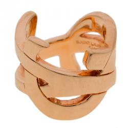Pre Owned Saint Laurent Paris Cassandre Rose Gold Tone Ring Size 49
