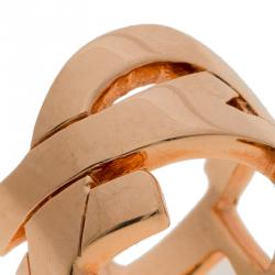 Pre Owned Saint Laurent Paris Cassandre Rose Gold Tone Ring Size 49