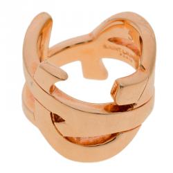 Pre Owned Saint Laurent Paris Cassandre Rose Gold Tone Ring Size 49