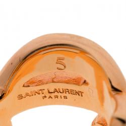 Pre Owned Saint Laurent Paris Cassandre Rose Gold Tone Ring Size 49
