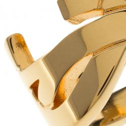 Pre Owned Saint Laurent Paris Cassandre Gold Tone Ring Size 52