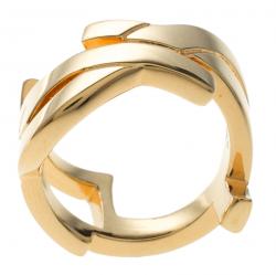 Pre Owned Saint Laurent Paris Cassandre Gold Tone Ring Size 52