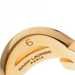 Pre Owned Saint Laurent Paris Cassandre Gold Tone Ring Size 52