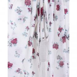 Saint Laurent Paris White Rose Print Silk Blouse M