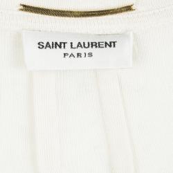 مملوكة مسبقًا توب سان لوران باريس حرير جيرسيه كريمي بسلسلة مزخرفة M