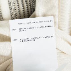 مملوكة مسبقًا توب سان لوران باريس حرير جيرسيه كريمي بسلسلة مزخرفة M