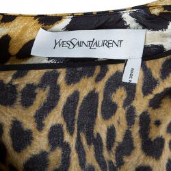Pre Owned فستان سان لوران نقوش جلد النمر حرير M