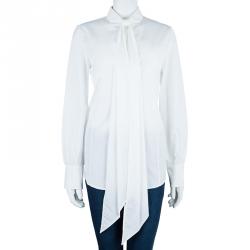 Saint Laurent Paris White Cotton Long Sleeve Shirt M