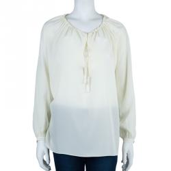 Saint Laurent Paris White Drawstring Top M