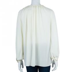 Saint Laurent Paris White Drawstring Top M