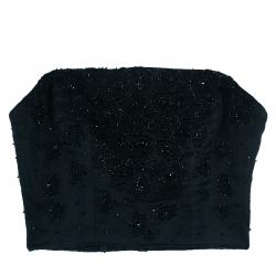 Saint Laurent Paris Black Beaded Crop Top M