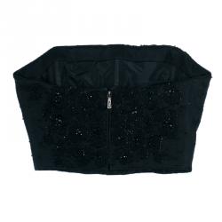 Saint Laurent Paris Black Beaded Crop Top M